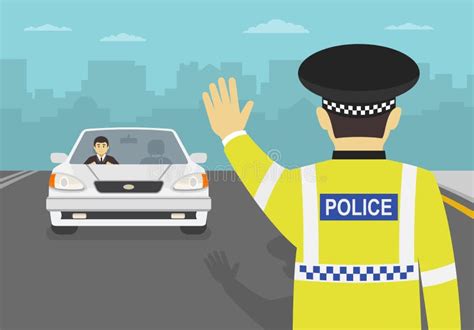 illustration of traffic police stopping a car