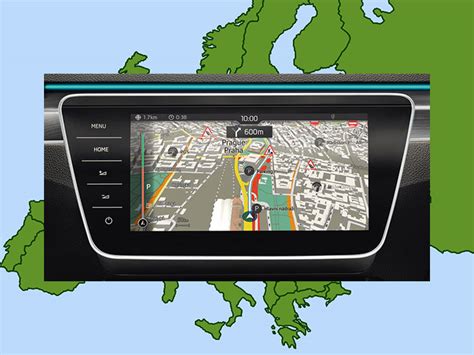 GPS navigacijos prietaiso atnaujinimo iliustracija su žemėlapiais