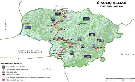 Šv. Jokūbo kelio žemėlapis Lietuvoje