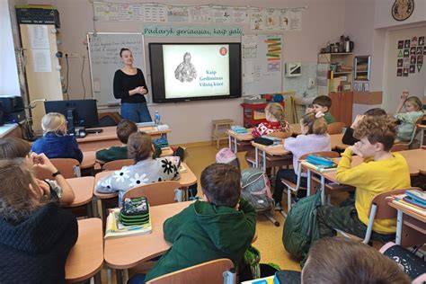Rinkinio vaizdas iš klasės su maketais