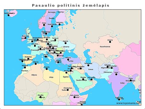 žemėlapis su Europos šalimis ir rodyklėmis, rodančiomis krovinių gabenimo maršrutus iš Lietuvos