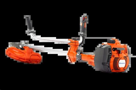 Schematinis brėžinys su pagrindiniais Husqvarna 345FR techniniais matmenimis ir komponentais