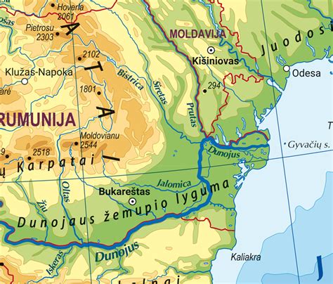 Žemėlapis, rodantis Suomijos geografiją ir pagrindinius kelius