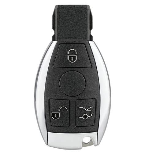 Sumažintas informacinis paveikslėlis, iliustruojantis modernaus Mercedes-Benz rakto struktūrą (elektroninis modulis, transponderis, mechaninė geležtė)