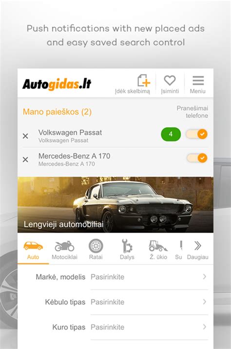 Autogidas.lt platformos interfeiso pavyzdys
