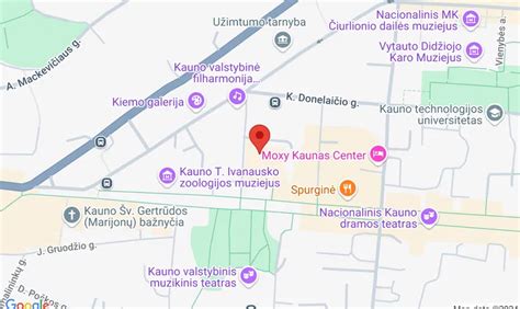 Schematiškas žemėlapis, rodantis Kauno centrą su pažymėta Laisvės alėja