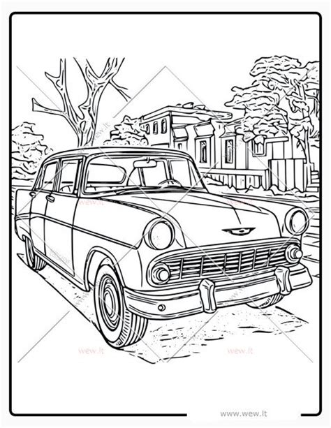 Iliustracija: Klasikinis automobilis gatvėje