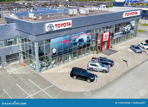 Photo of a modern Toyota dealership showroom in Lithuania