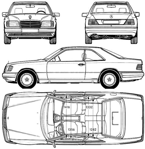 Mercedes-Benz W124 brėžinys su matmenimis
