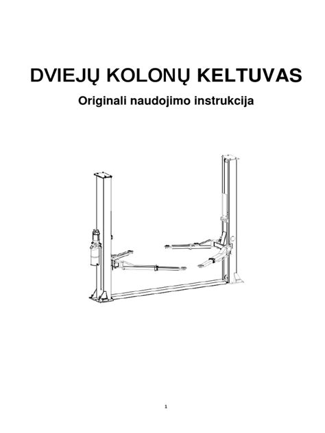 Dviejų kolonų keltuvo techninė schema