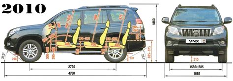 Toyota Land Cruiser 150 rėminės konstrukcijos schema