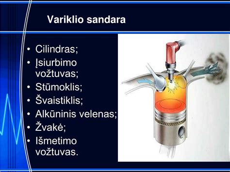 schema: amortizatoriaus sandara (cilindras, stūmoklis, vožtuvai, spyruoklė)