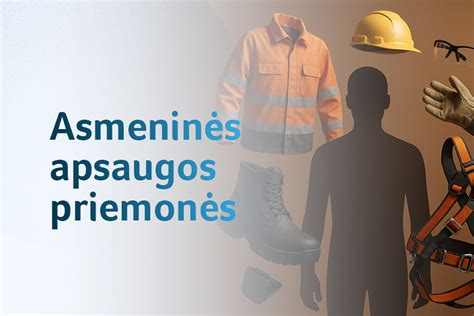 Pavojaus ženklų ir asmeninių apsaugos priemonių iliustracija