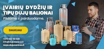 Įvairių tipų dujų balionų pavyzdžiai transporto priemonėje